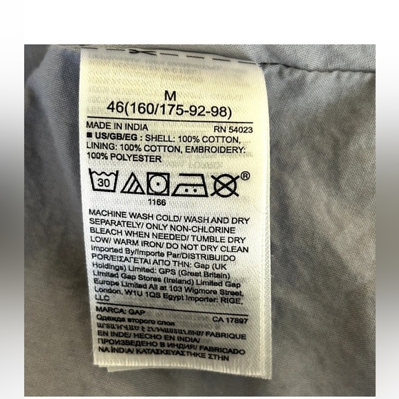 GAP Women's Striped Lace Midi Wrap Dress Tie Waist Flutter Sleeve Blue Size M - Picture 9 of 9